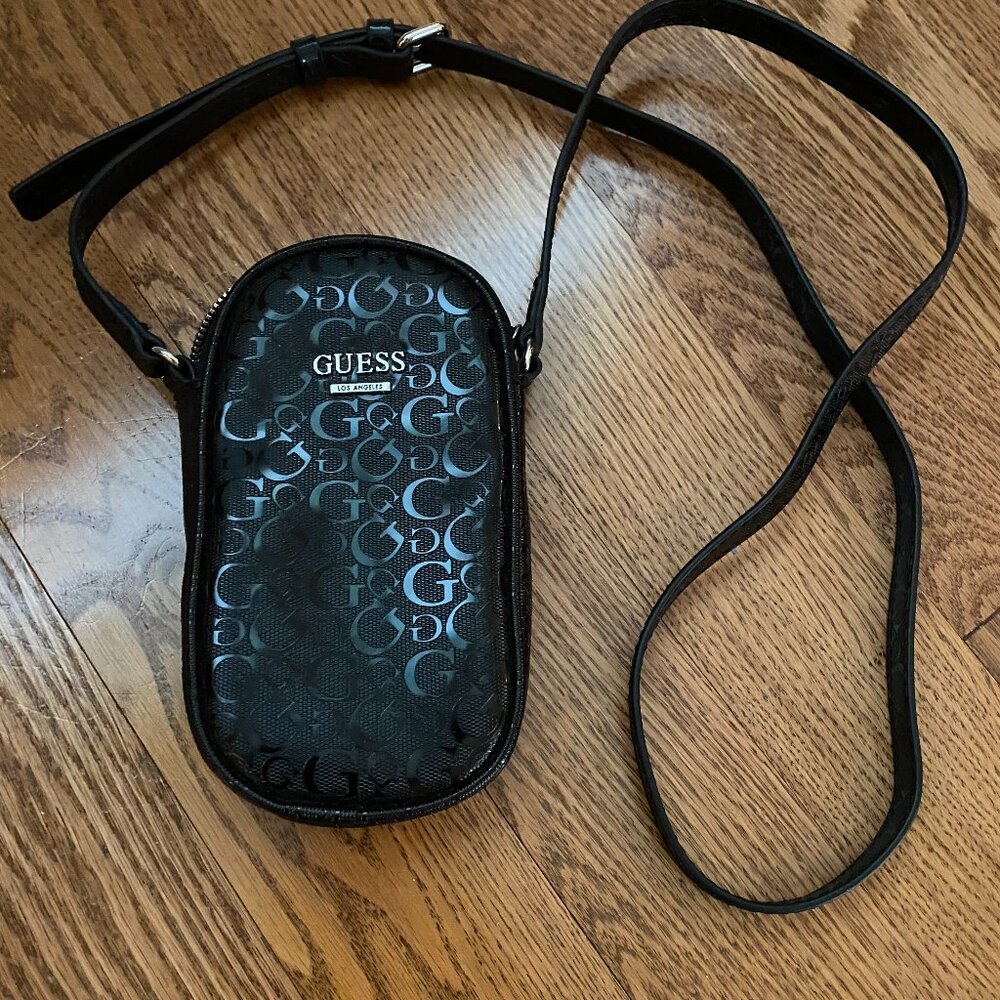 small black GUESS bag - perfect for phone and cards